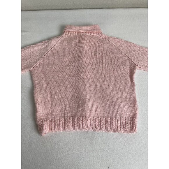 Vintage Baby/Toddler Button Up Cardigan Sweater Pink Textured Handmade 1960’s - Picture 3 of 8